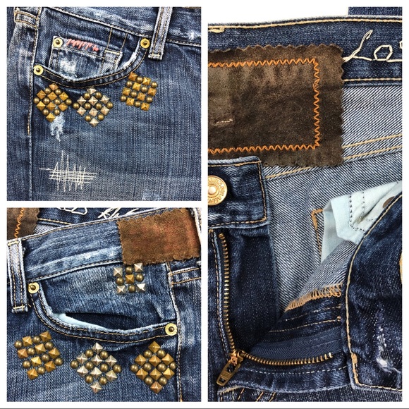 7 For All Mankind Patch Studded Distressed Jeans Size 29 - Picture 6 of 7